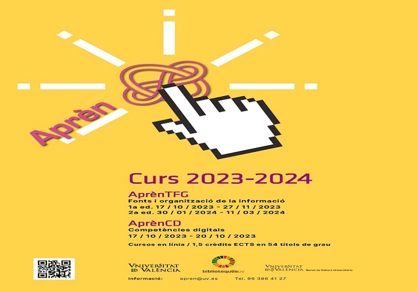 event image:Cursos en línia Aprèn CD i Aprèn TFG. 1,5 crèdits ECTS segons titulacions.